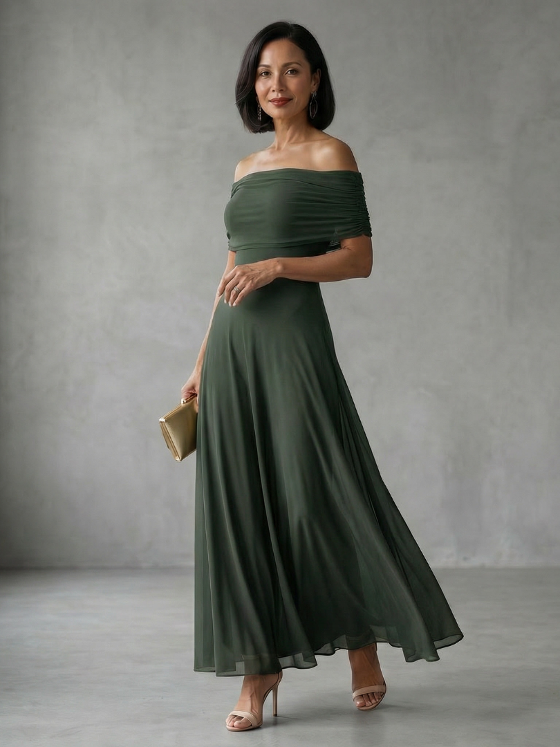 Calista | Off-Shoulder Draped Midi Dress