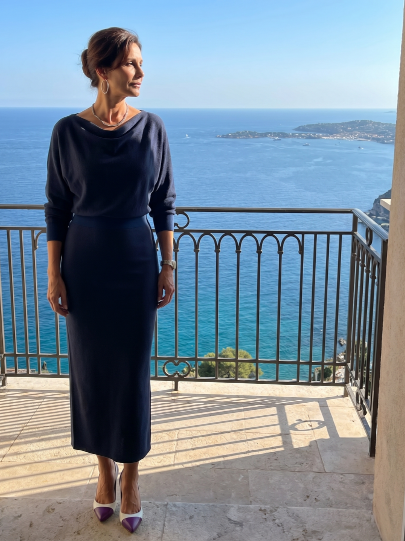Abie | Elegant Draped Neck Midi Dress