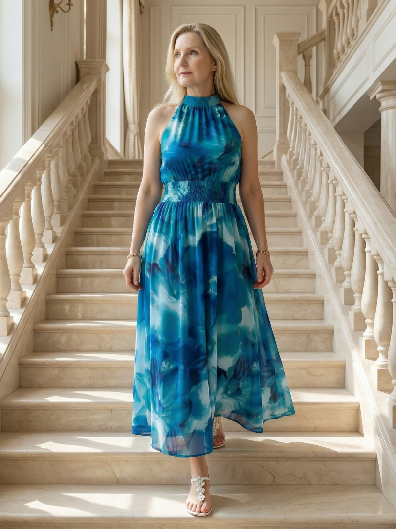 Jessica | Gathered Halter Midi Dress