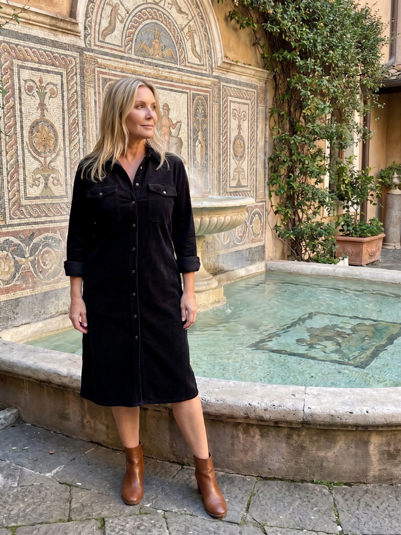Millie | Long Sleeve Shirt Midi Dress