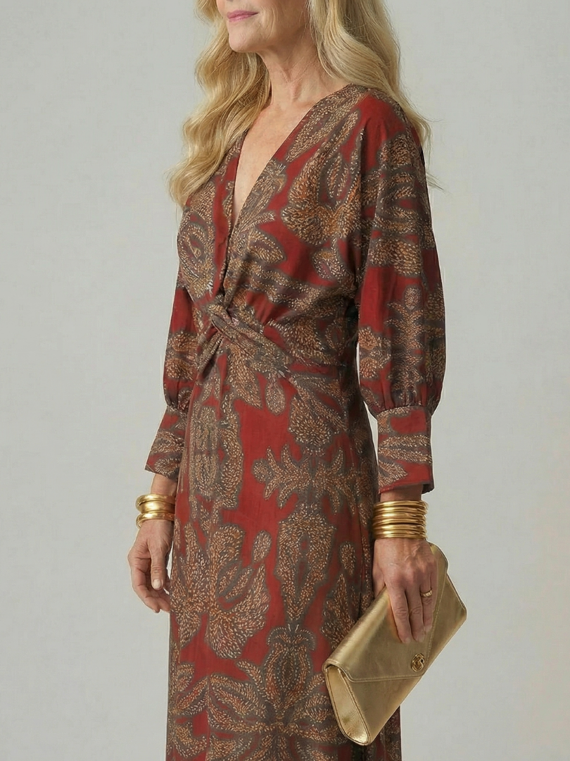 Elodie | Natural Wrap Midi Dress
