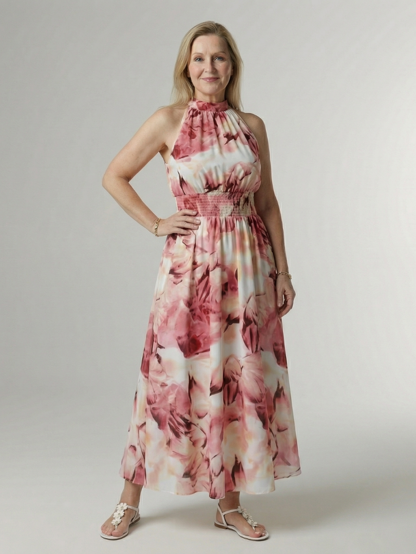 Jessica | Gathered Halter Midi Dress