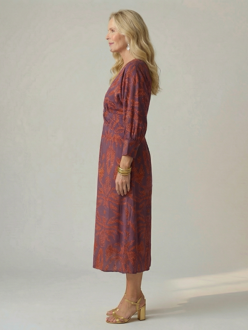 Zarelle | Elegant Natural Wrap Midi Dress