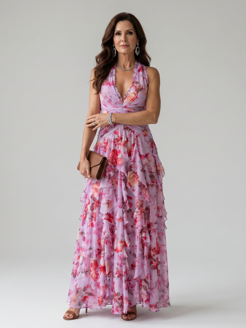 Charlotte | Floral Halter Maxi Dress