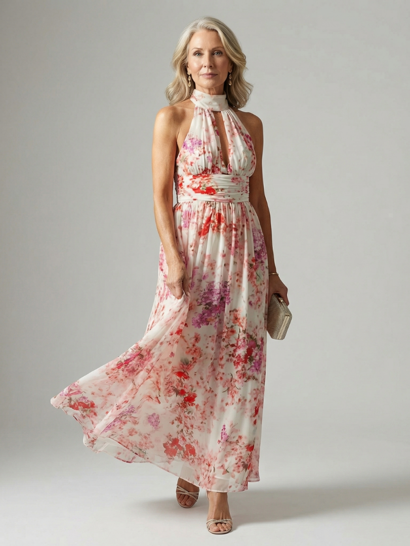 Fiorenza | Floral Halter Maxi Dress