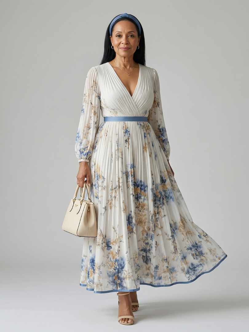 Vivienne | Pleated Wrap Midi Dress