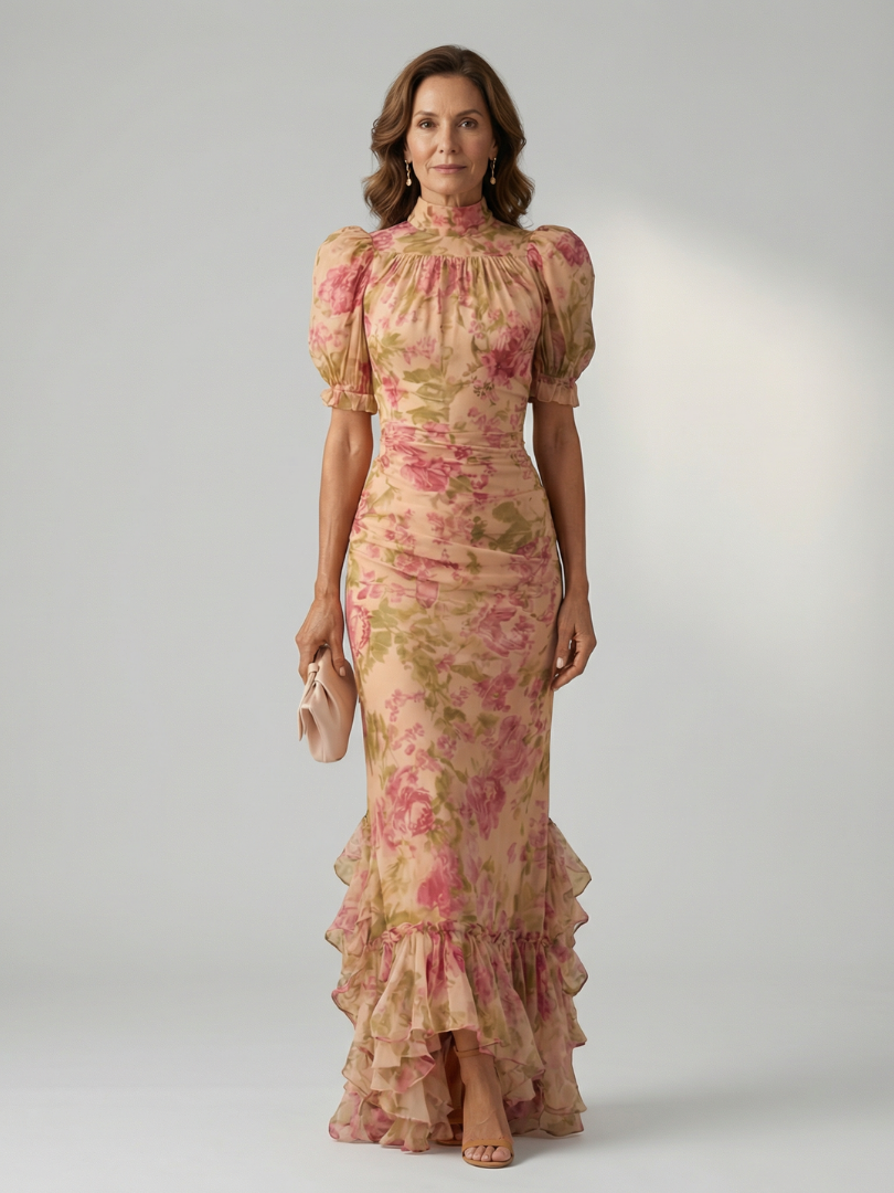 Holly | Floral Ruffle Maxi Dress