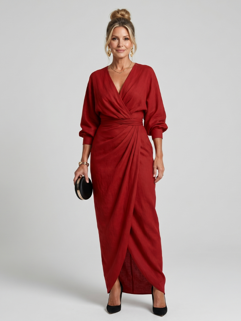 Eden | Long Sleeve Wrap Midi Dress