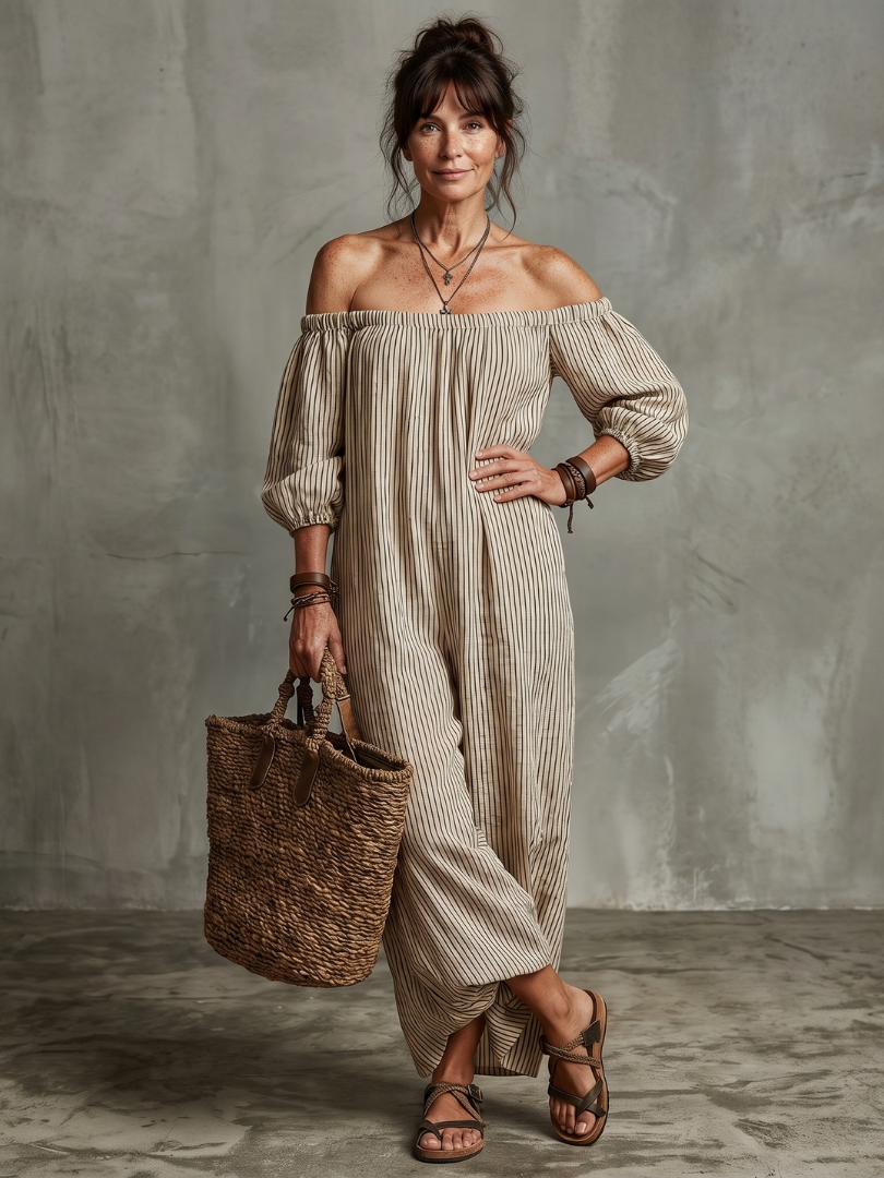 Lauren | Striped Off-Shoulder Maxi Dress
