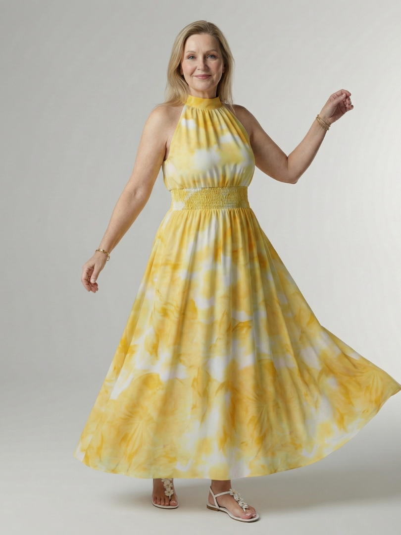 Jessica | Gathered Halter Midi Dress