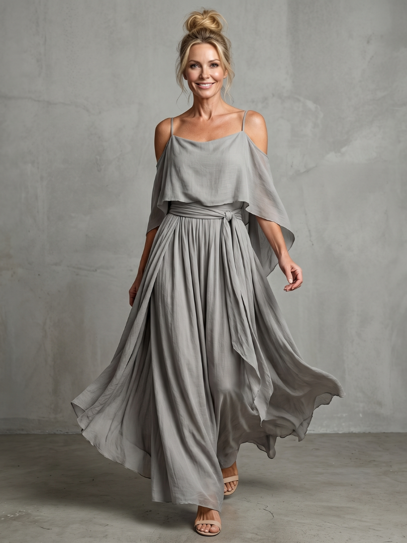 Isla | Drape Cold Shoulder Top Wide Leg Set