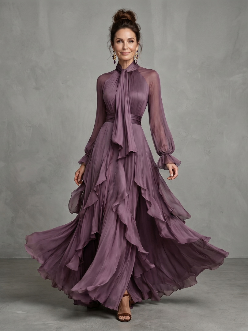 Seraphina | Tie-Neck Ruffle Maxi Dress