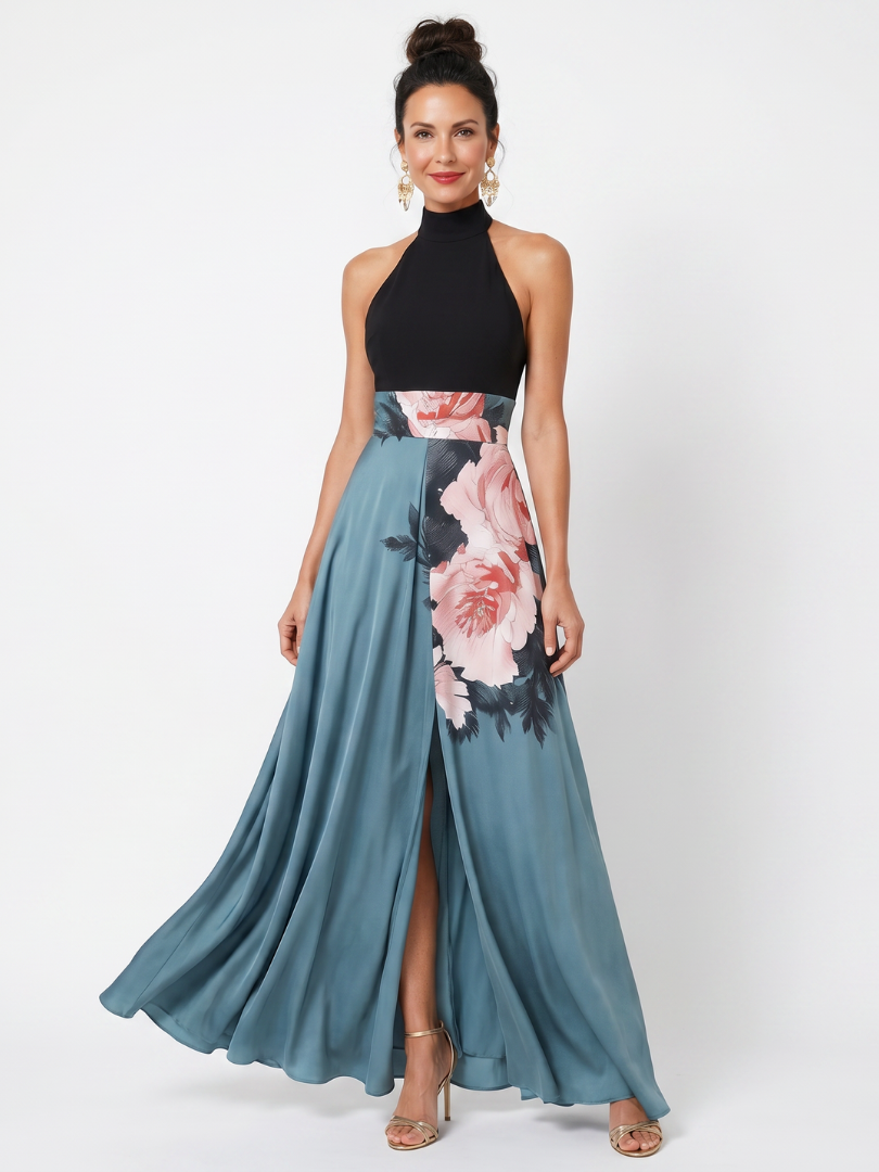 Valerie |  Floral Skirt Halter Maxi Dress