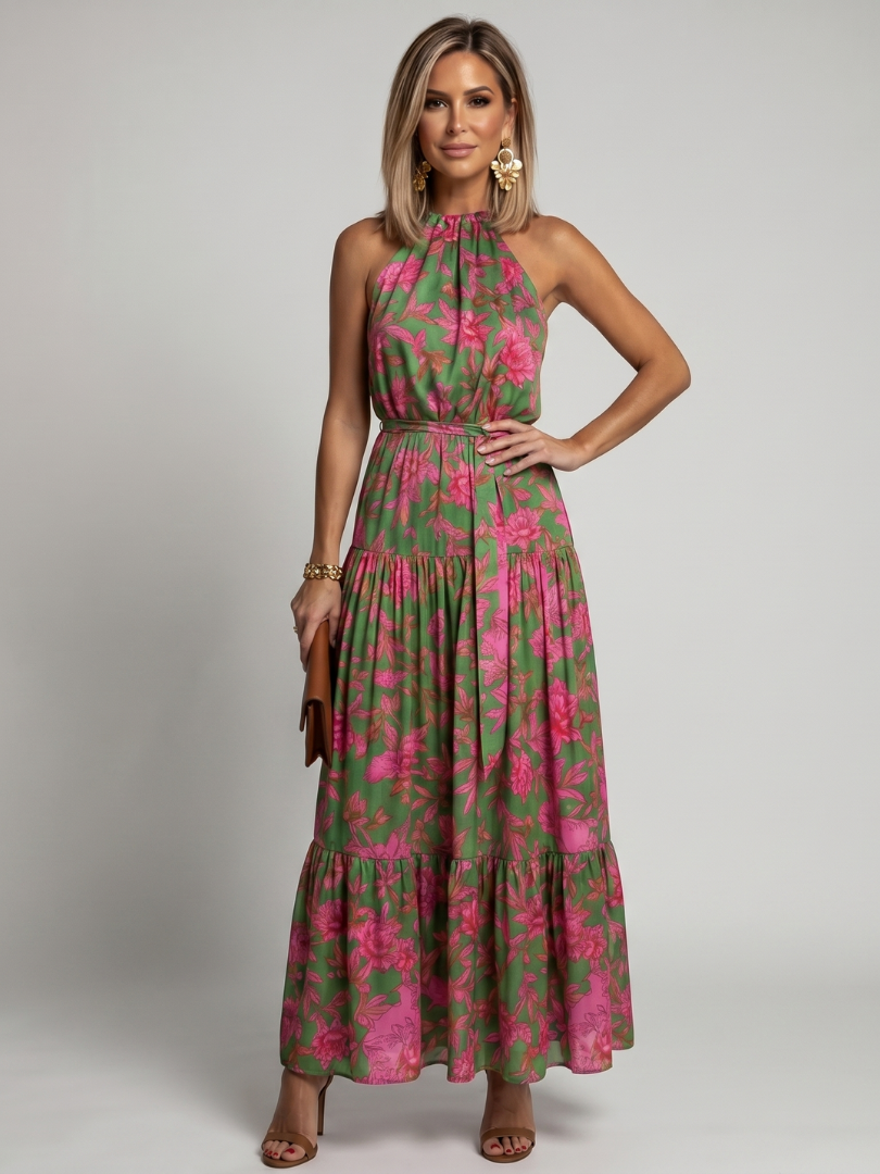 Eva | Draped Halter Midi Dress