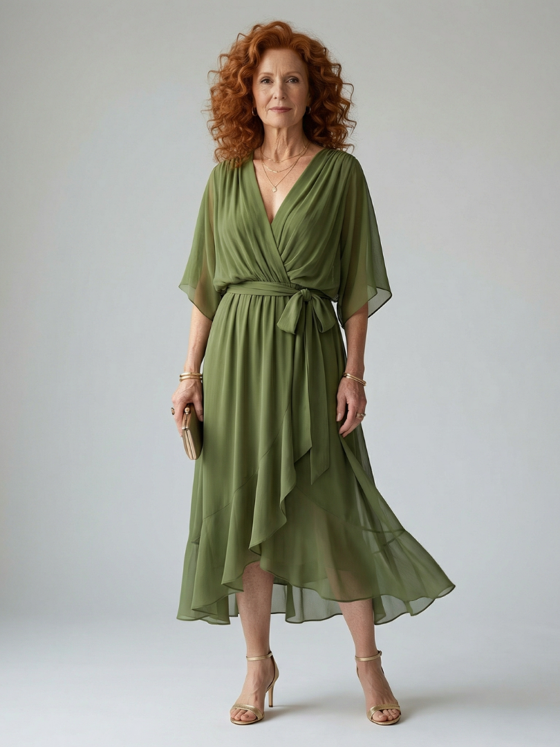 Elodie | Flowing V-Neck Midi Dress