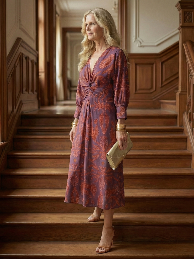 Elodie | Natural Wrap Midi Dress