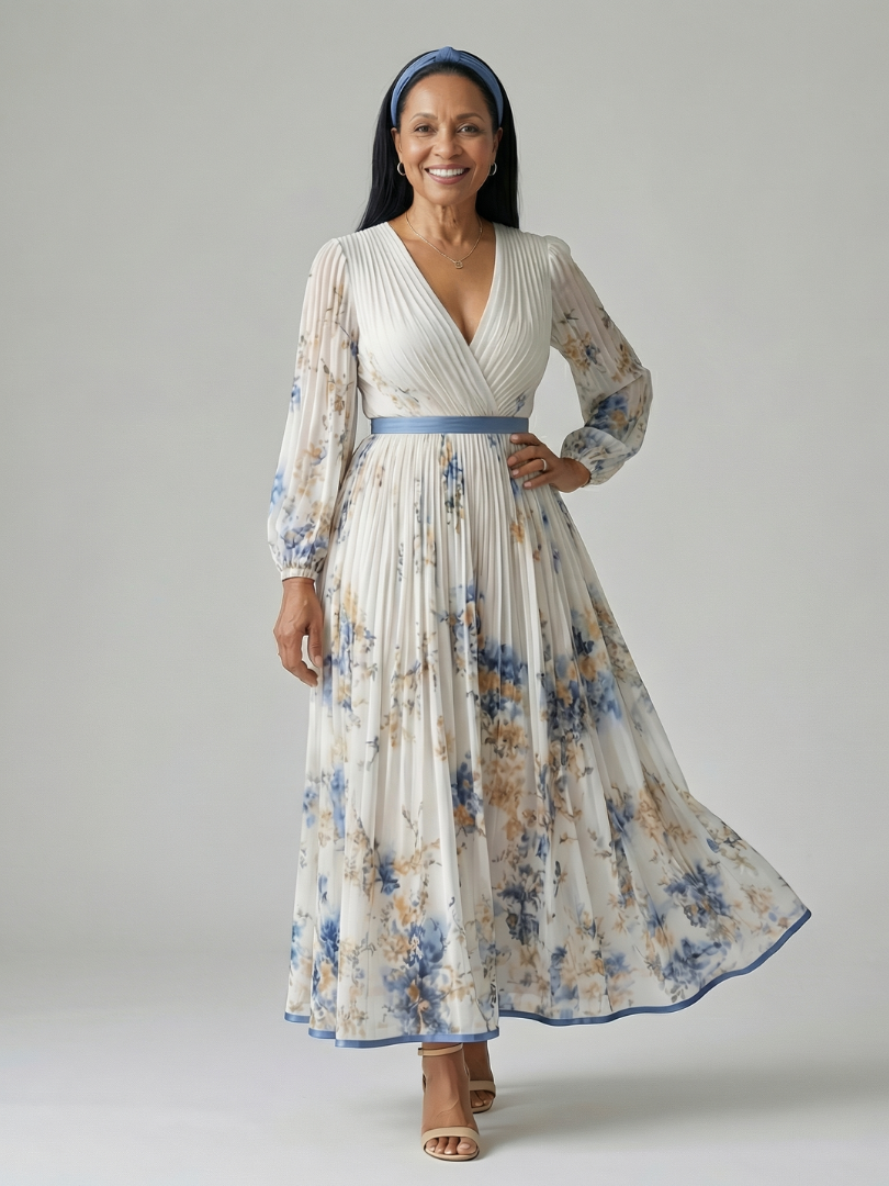 Vivienne | Pleated Wrap Midi Dress
