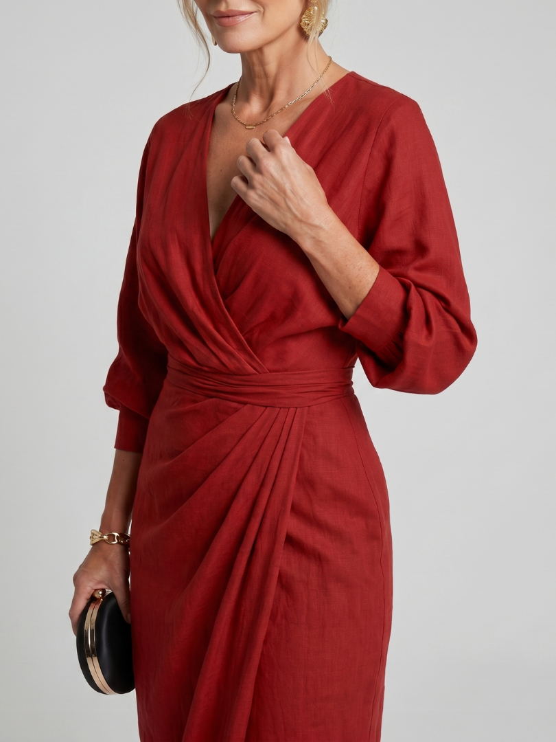 Eden | Long Sleeve Wrap Midi Dress