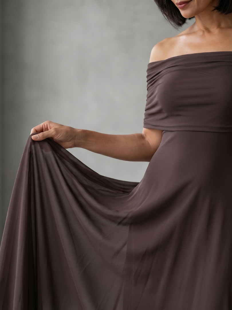 Calista | Off-Shoulder Draped Midi Dress