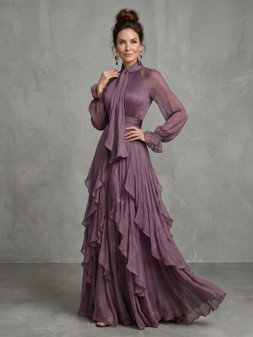 Seraphina | Tie-Neck Ruffle Maxi Dress