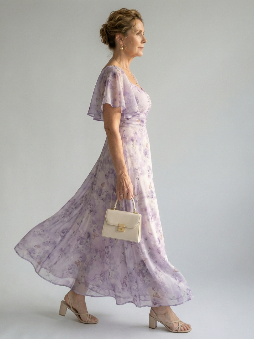 Evie | Flutter Sleeve Midi Dress