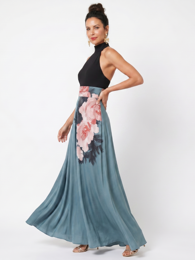 Valerie |  Floral Skirt Halter Maxi Dress