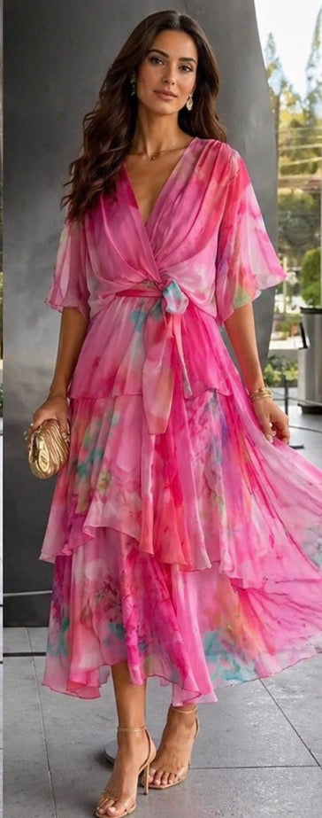 Lydia | Elegant Layered Floral Sun Dress