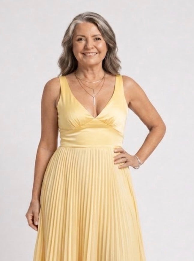 Bella | Pleated V-Neck Maxi Dress