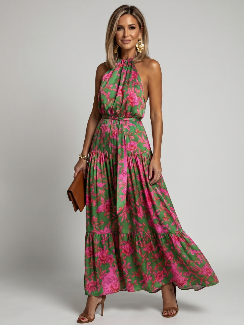 Eva | Draped Halter Midi Dress