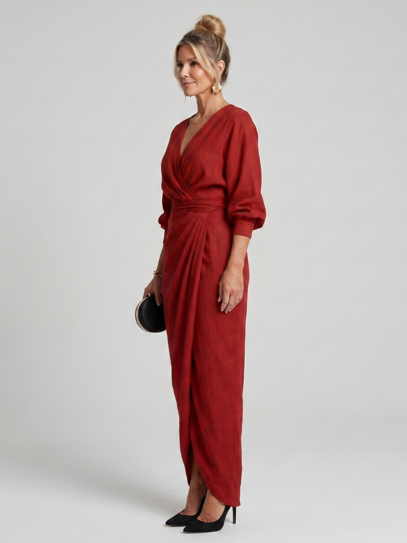 Eden | Long Sleeve Wrap Midi Dress