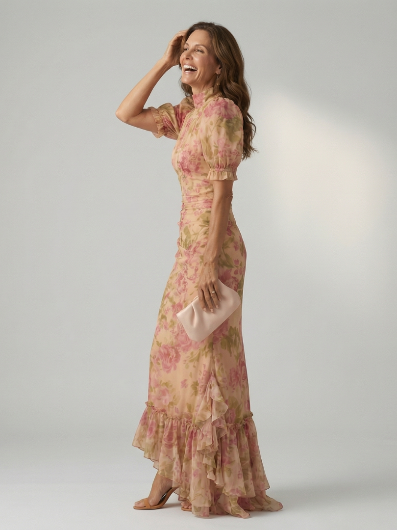 Holly | Floral Ruffle Maxi Dress