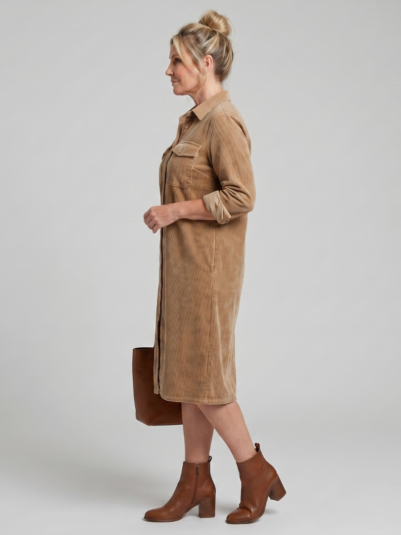 Millie | Long Sleeve Shirt Midi Dress