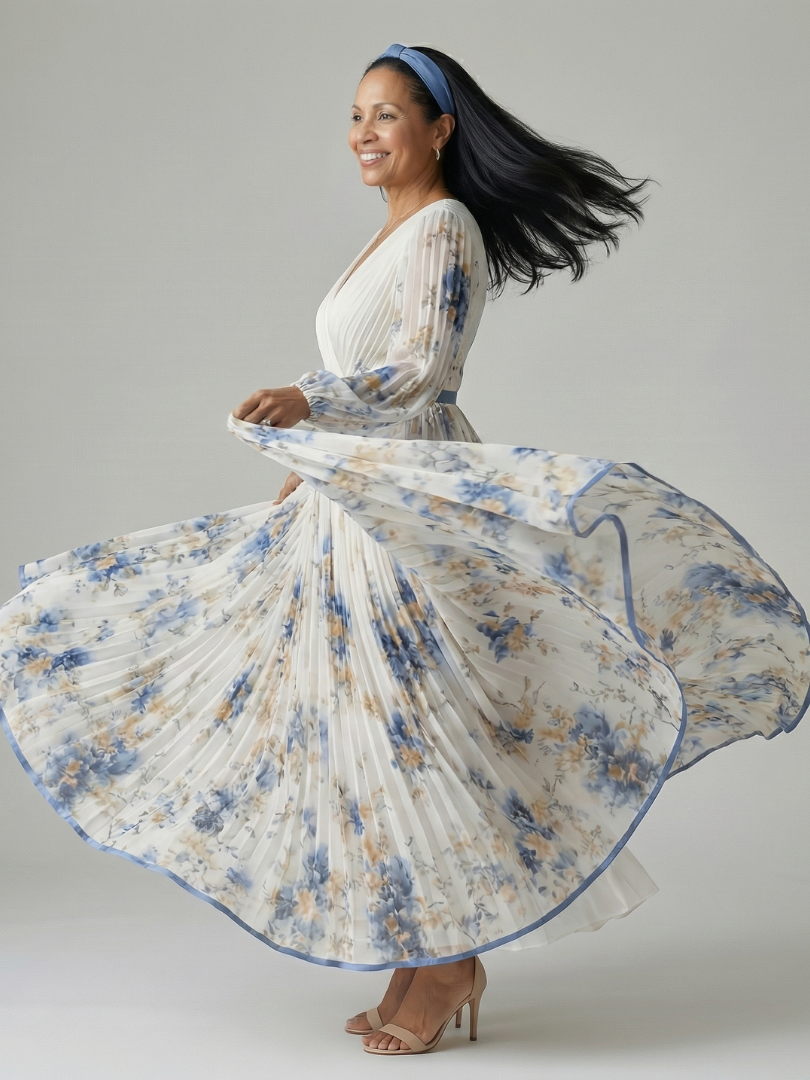 Vivienne | Pleated Wrap Midi Dress