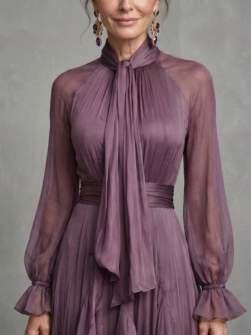 Seraphina | Tie-Neck Ruffle Maxi Dress