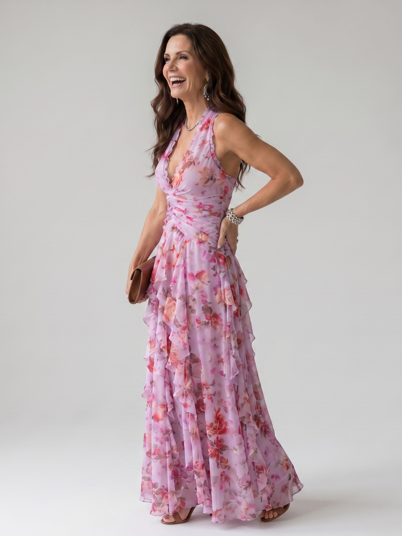 Charlotte | Floral Halter Maxi Dress