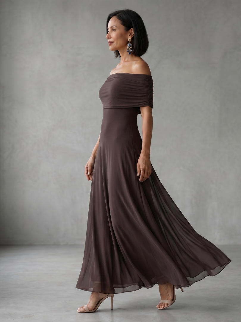 Calista | Off-Shoulder Draped Midi Dress