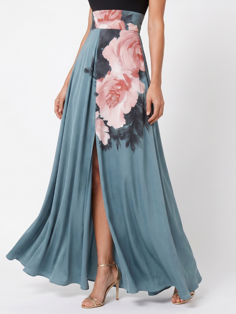 Valerie |  Floral Skirt Halter Maxi Dress