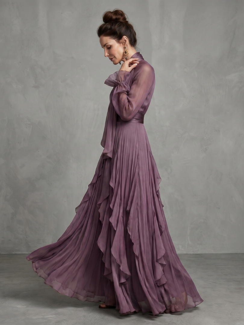 Seraphina | Tie-Neck Ruffle Maxi Dress