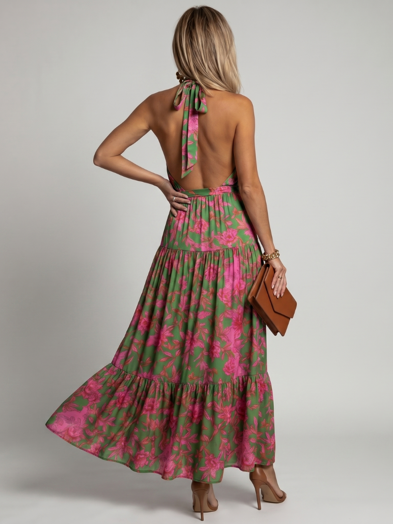 Eva | Draped Halter Midi Dress