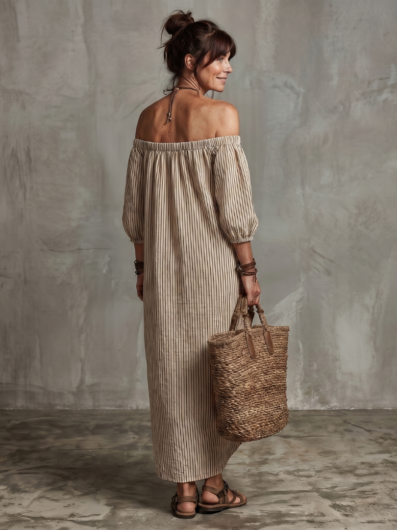 Lauren | Striped Off-Shoulder Maxi Dress