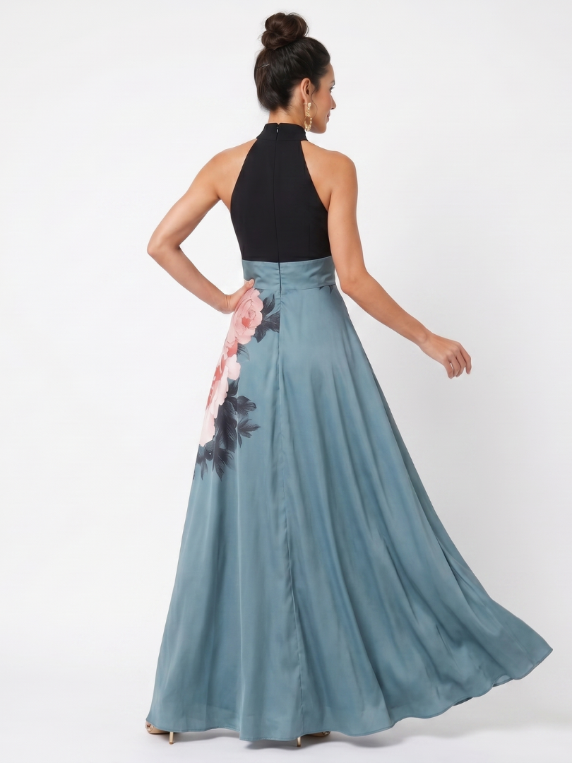 Valerie |  Floral Skirt Halter Maxi Dress