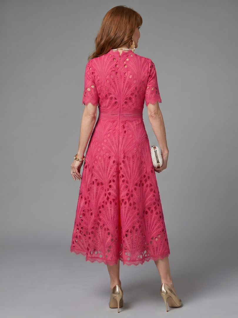 Amelia | Elegant Lace Waist Midi Dress