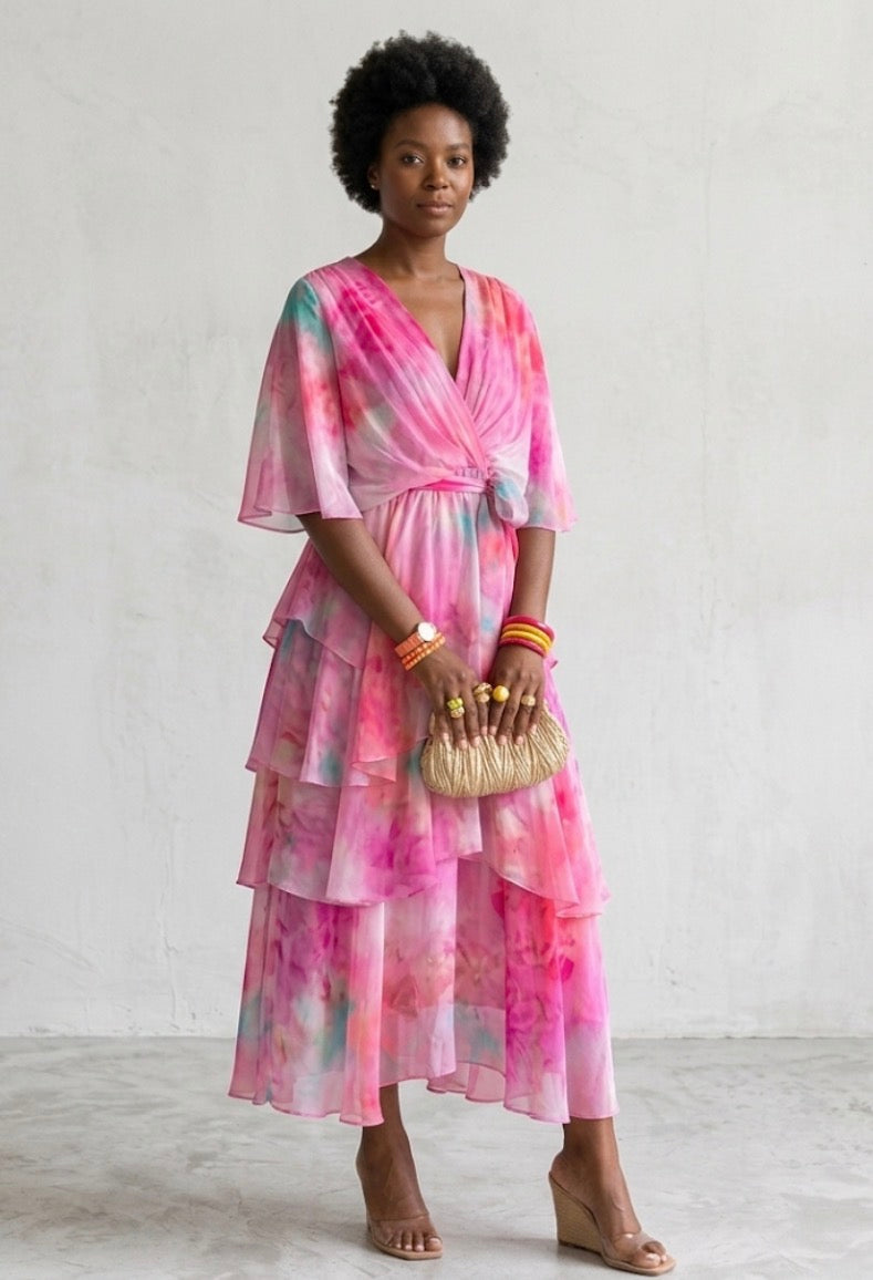 Lydia | Elegant Layered Floral Sun Dress