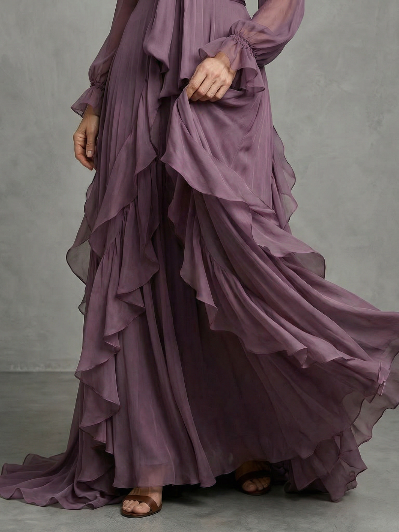 Seraphina | Tie-Neck Ruffle Maxi Dress