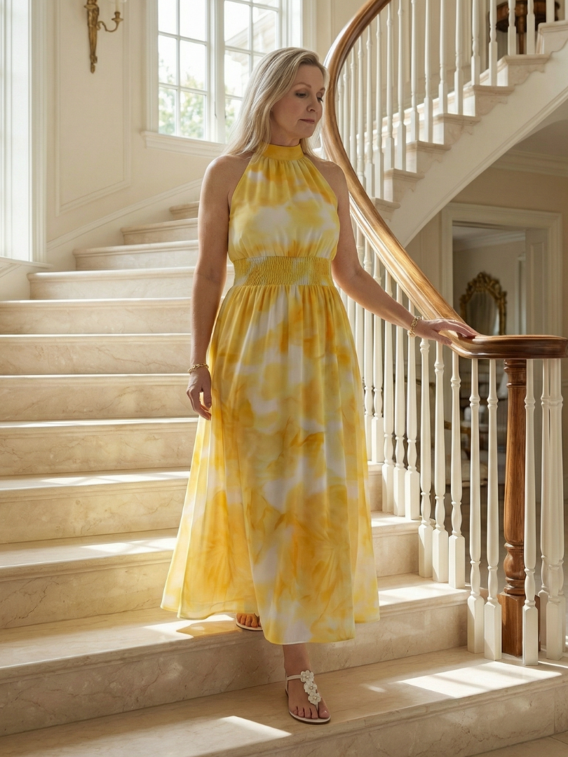 Jessica | Gathered Halter Midi Dress