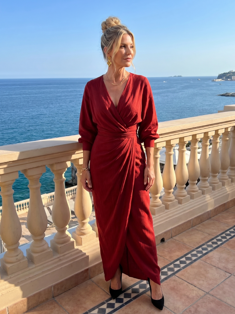 Eden | Long Sleeve Wrap Midi Dress