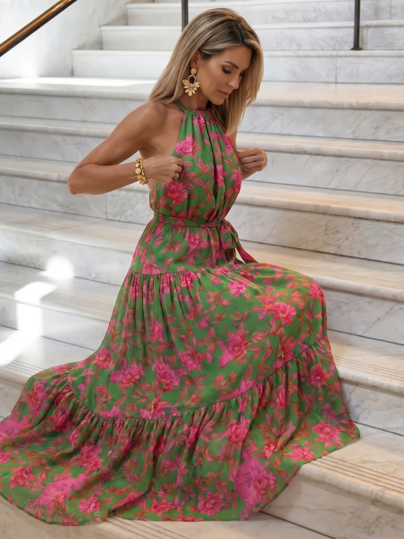 Eva | Draped Halter Midi Dress