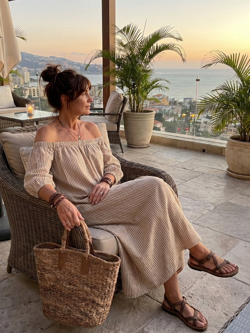 Lauren | Striped Off-Shoulder Maxi Dress