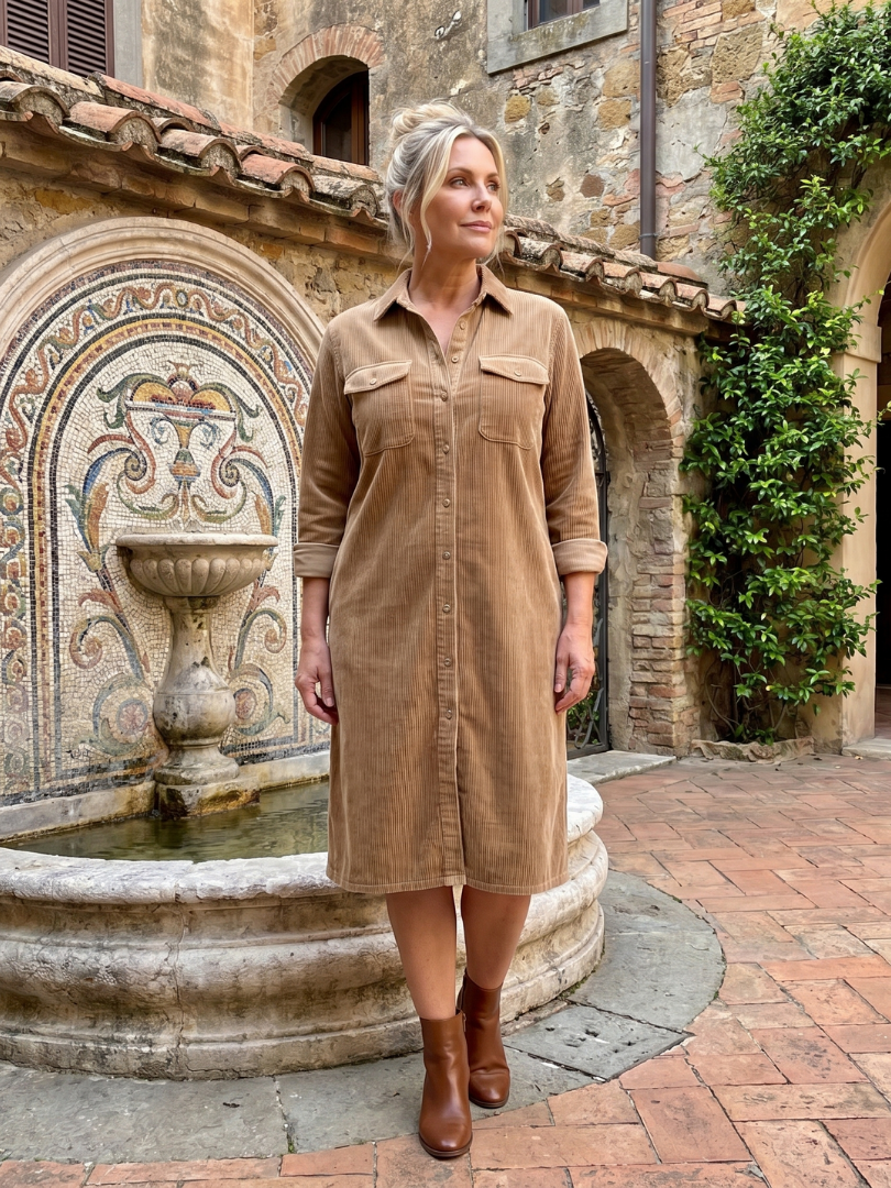 Millie | Long Sleeve Shirt Midi Dress
