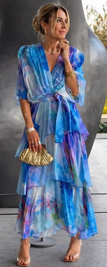 Lydia | Elegant Layered Floral Sun Dress